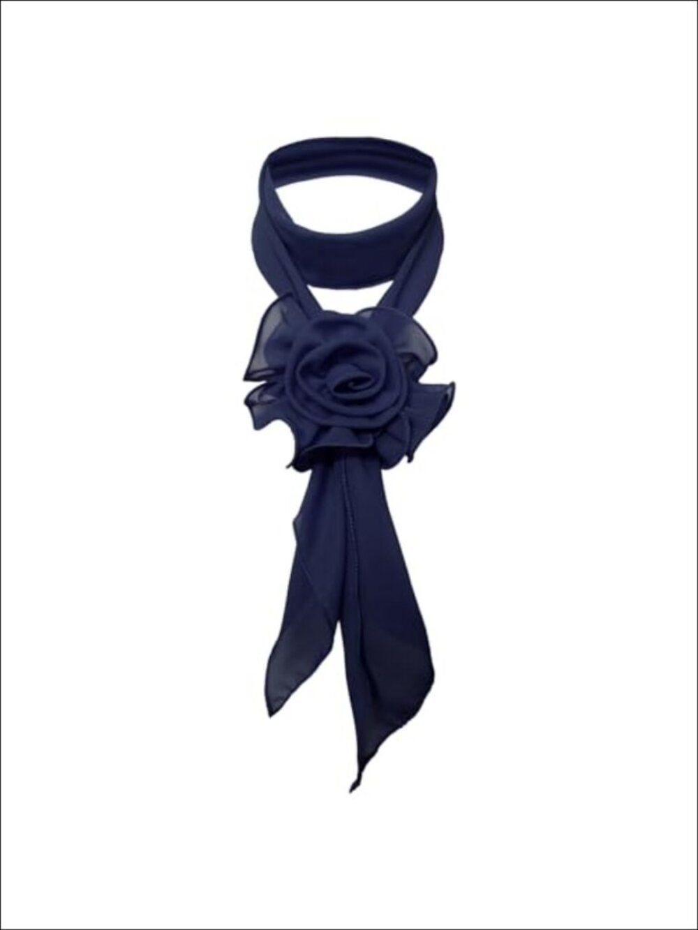 Skinny Small Neck Scarf for Women Sheer Hair Scarf with Detachable Rose Clip